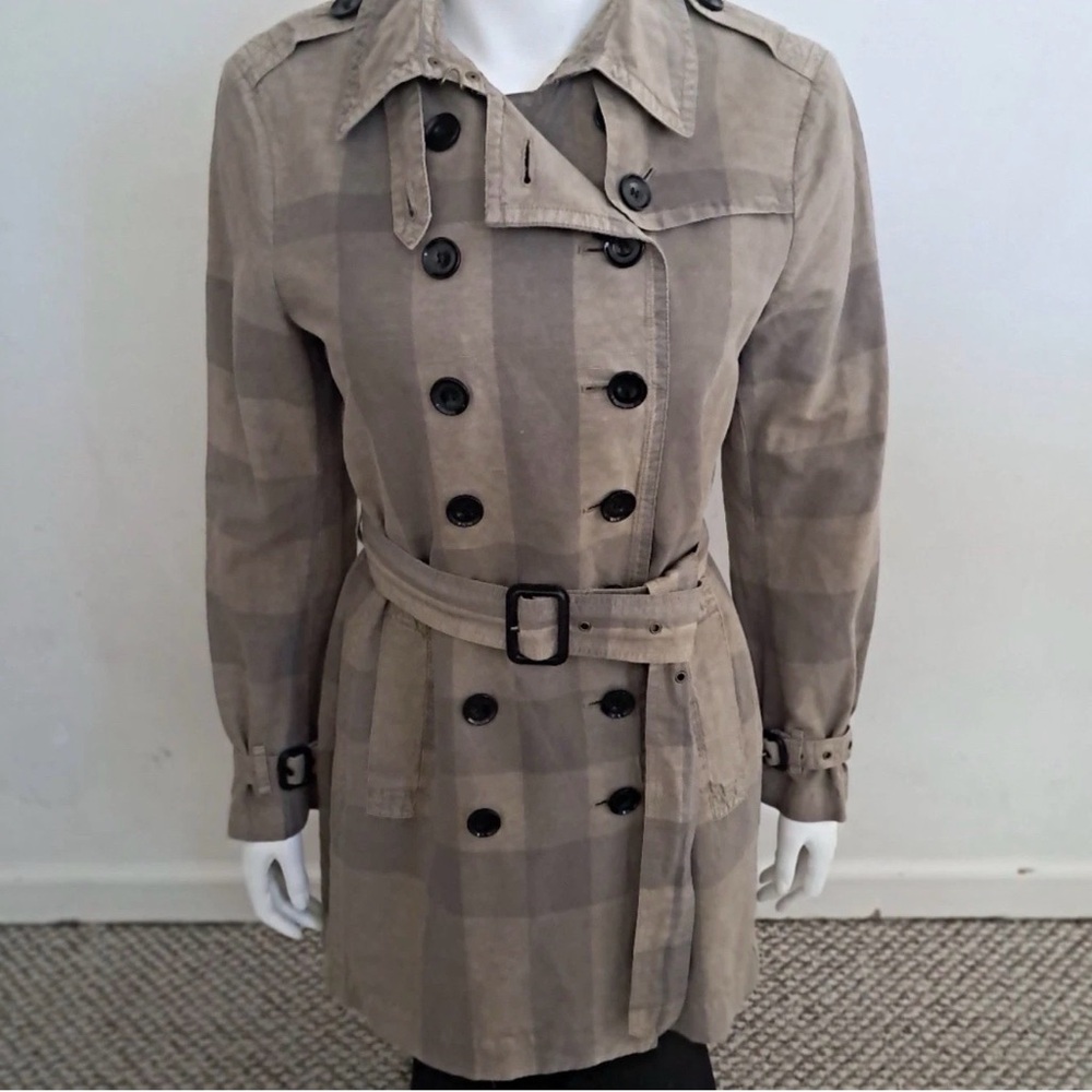 Burberry Brit Beige Plaid Coat